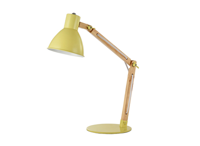 Lampe &agrave; poser design bois et m&eacute;tal jaune PIX