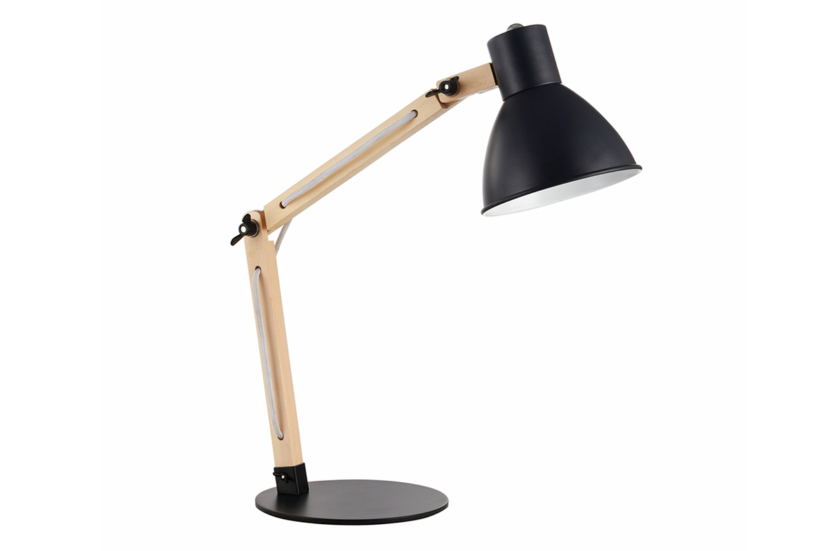 Lampe � poser design bois et m�tal noir PIX