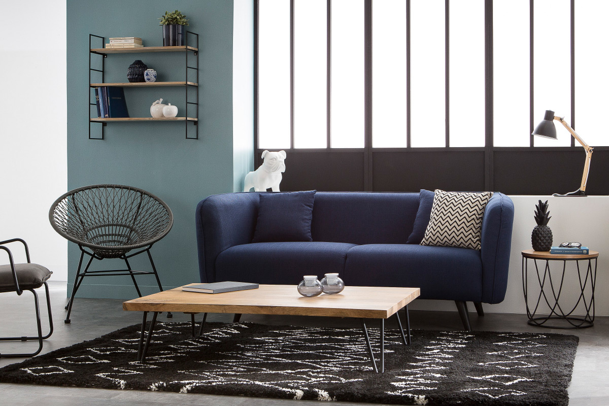 Lampe � poser design bois et m�tal noir PIX