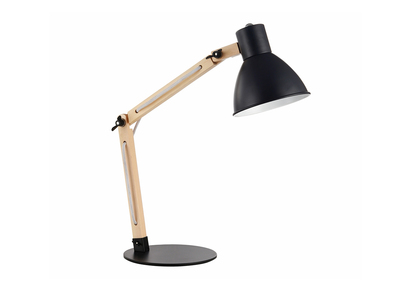 Lampe &agrave; poser design bois et m&eacute;tal noir PIX