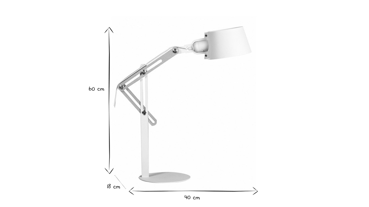 Lampe  poser design en bois clair et mtal blanc H60 cm BILLY