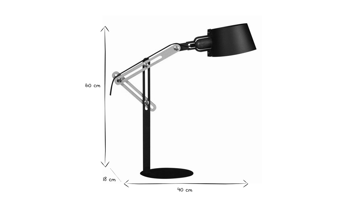 Lampe  poser design en bois clair et mtal noir H60 cm BILLY