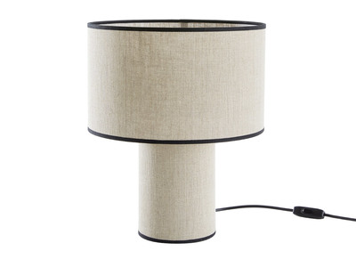 Lampe à poser design en lin et coton noir H36 cm SLOT