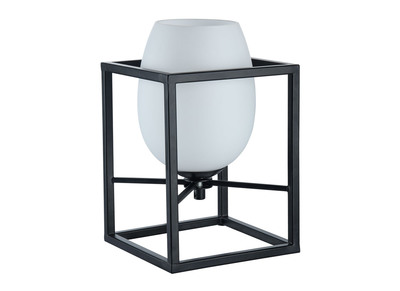 Lampe &agrave; poser design en m&eacute;tal noir avec globe en verre d&eacute;poli CABIN