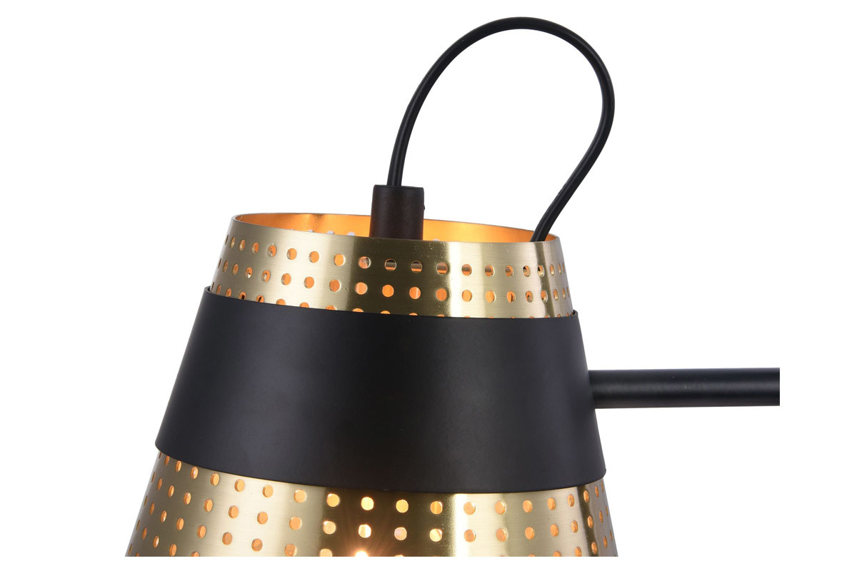 Lampe � poser design en m�tal perfor� dor� et noir TRENTO