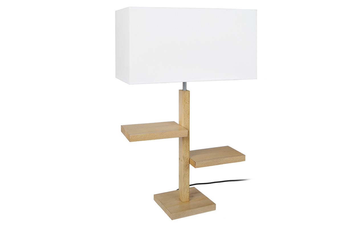 Lampe � poser design pied �tages bois STEP