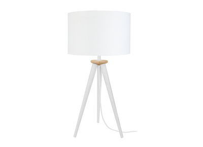 Lampe &agrave; poser design tr&eacute;pied bois blanc TRIPOD
