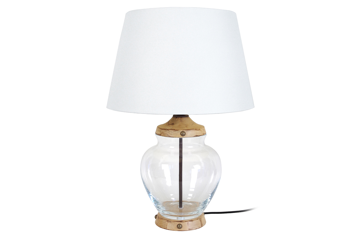 Lampe  poser design verre et bois PUKKA