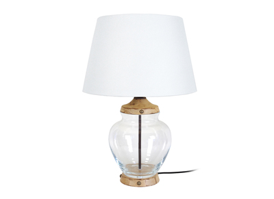 Lampe &agrave; poser design verre et bois PUKKA