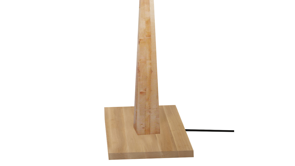 Lampe  poser en bois clair avec abat-jour cru H54 cm NIDRA