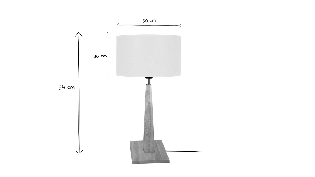 Lampe  poser en bois clair avec abat-jour cru H54 cm NIDRA