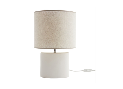 Lampe à poser en céramique blanc mat et abat-jour en lin naturel TIGA