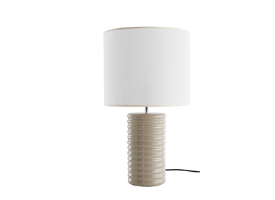 Lampe à poser en céramique émaillée taupe et abat-jour écru H53 cm BERRO