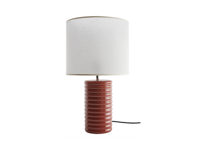 Lampe à poser en céramique émaillée terracotta et abat-jour écru H53 cm BERRO