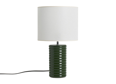 Lampe à poser en céramique émaillée vert foncé et abat-jour écru H53 cm BERRO