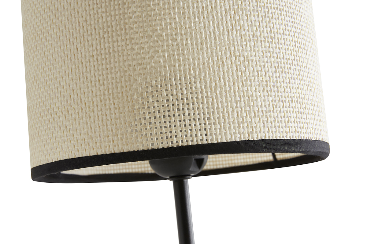 Lampe  poser en papier tiss et mtal noir H55 cm ZETA