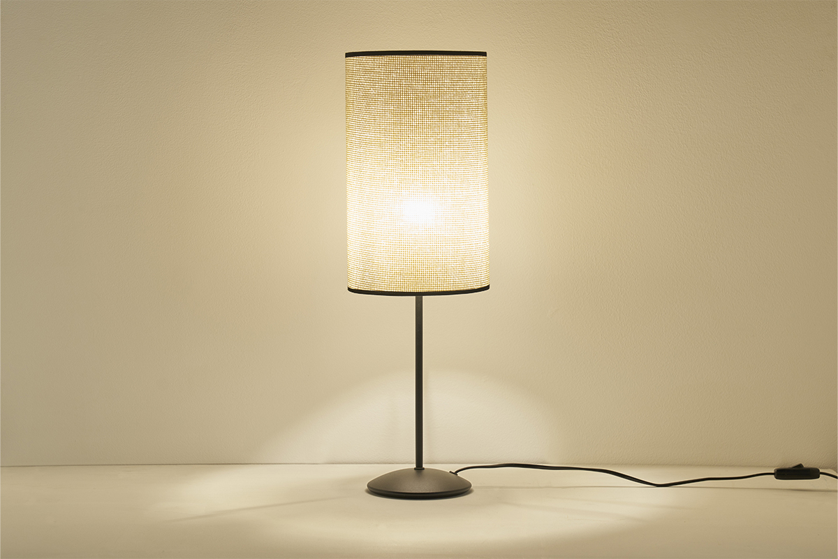 Lampe  poser en papier tiss et mtal noir H55 cm ZETA