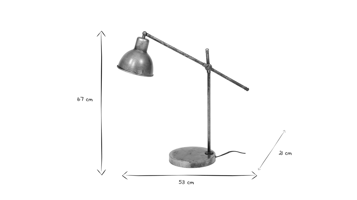 Lampe à poser industrielle en métal vieilli H67 cm SHELTER
