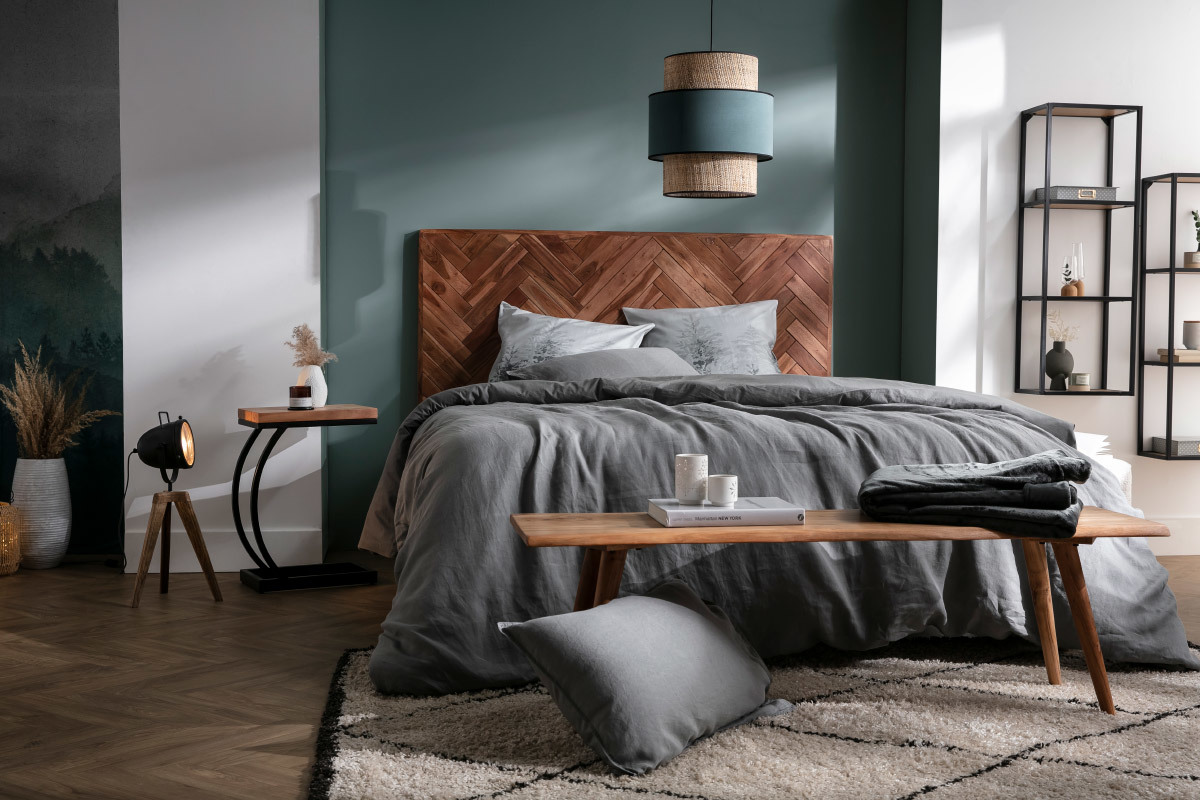 Lampe � poser industrielle tr�pied bois et m�tal STUDIO