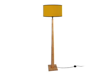 Lampe &agrave; poser jaune avec pied bois NIDRA