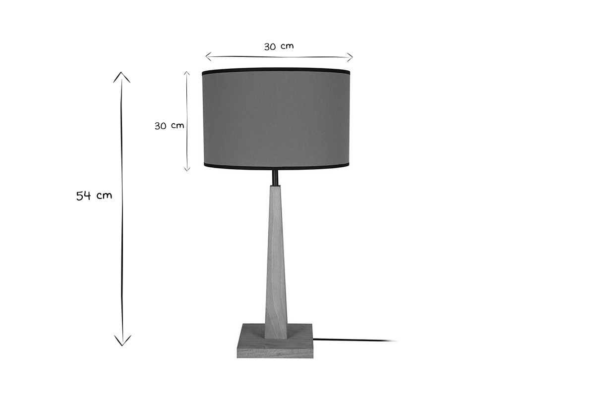 Lampe à poser jaune avec pied en bois clair H54 cm NIDRA