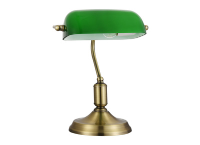 Lampe &agrave; poser m&eacute;tal laiton et verre laqu&eacute; vert SCRITTO