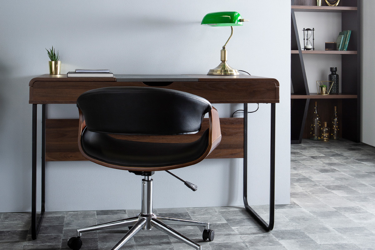 Lampe � poser m�tal nickel et verre laqu� blanc SCRITTO