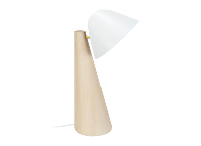 Lampe &agrave; poser scandinave bois clair et blanc FARO