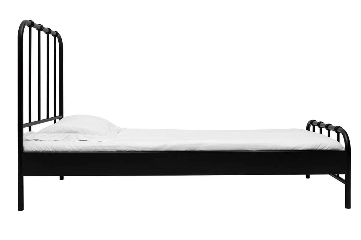 Lit 1 place 90x190 cm en mtal noir AUGUSTE