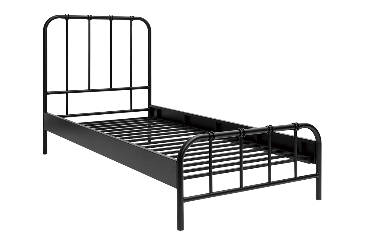 Lit 1 place 90x190 cm en mtal noir AUGUSTE