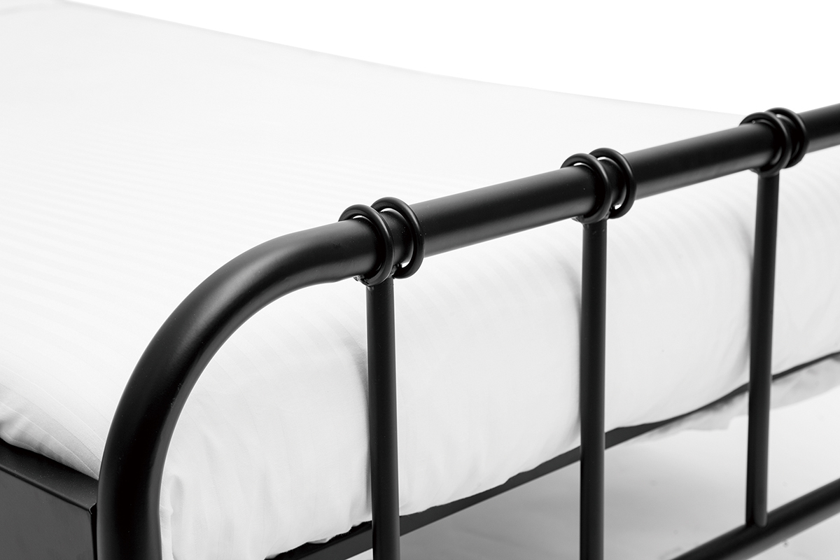 Lit 1 place 90x190 cm en mtal noir AUGUSTE