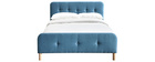 Lit 160 x 200 cm capitonn&eacute; en tissu bleu canard ORLANE