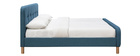 Lit 160 x 200 cm capitonn&eacute; en tissu bleu canard ORLANE