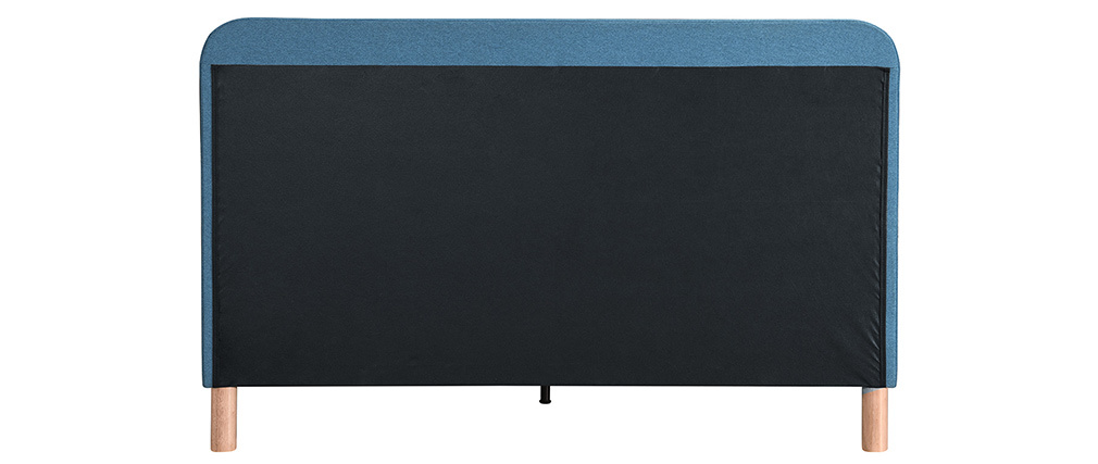 Lit 160 x 200 cm capitonn� en tissu bleu canard ORLANE