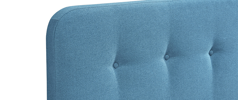 Lit 160 x 200 cm capitonn� en tissu bleu canard ORLANE