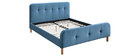 Lit 160 x 200 cm capitonn&eacute; en tissu bleu canard ORLANE