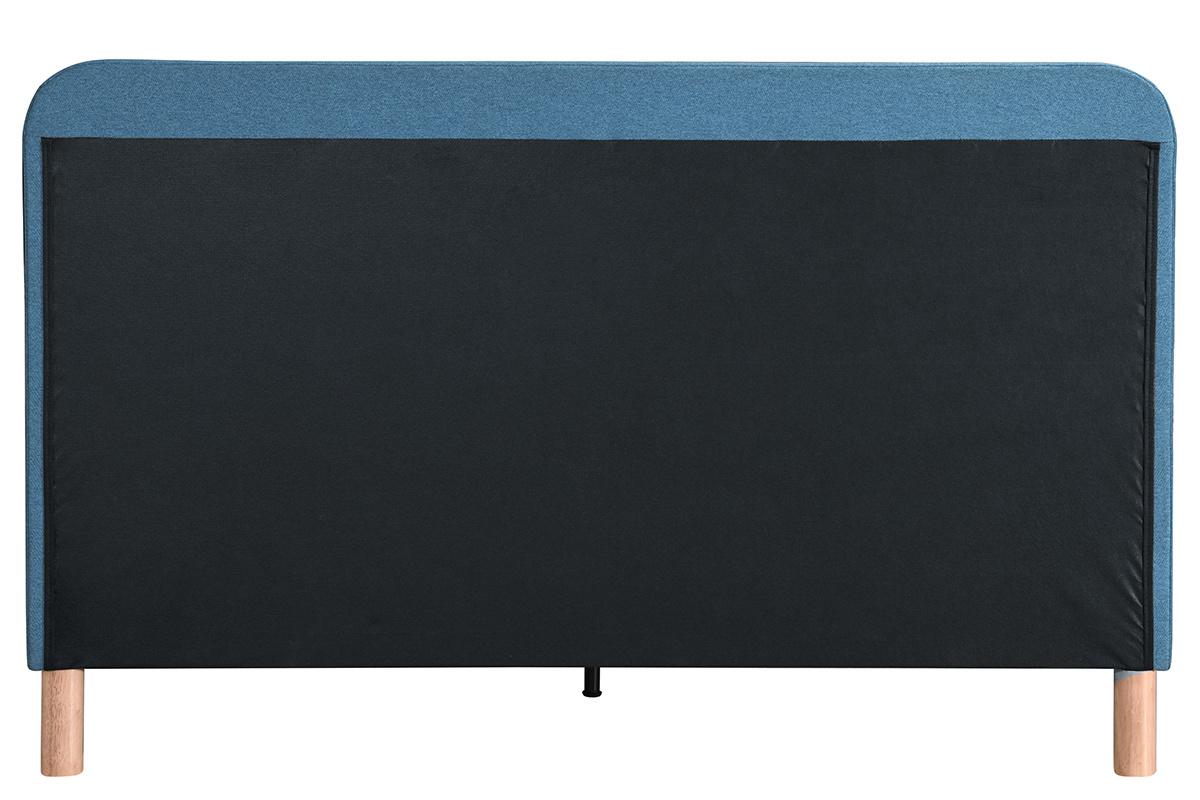 Lit 160 x 200 cm capitonn en tissu bleu canard ORLANE