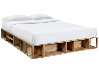 Lit 160 x 200 en manguier massif avec rangements DUMY - Miliboo & St&eacute;phane Plaza