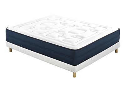 Lit 2 places 140x200 cm avec sommier tapissier et matelas avec accueil mousse mémoire de forme BENJI