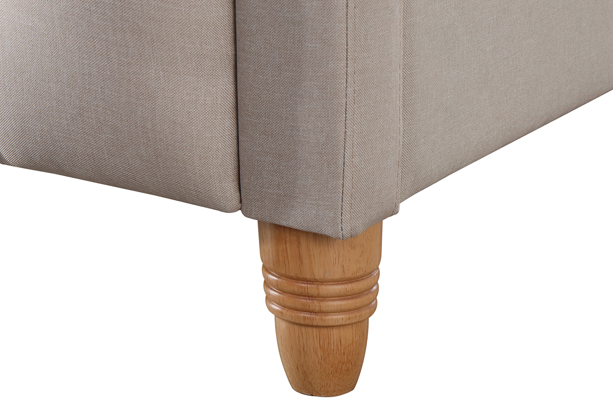 Lit 2 places 140x200 cm en tissu beige capitonn KRISTEN