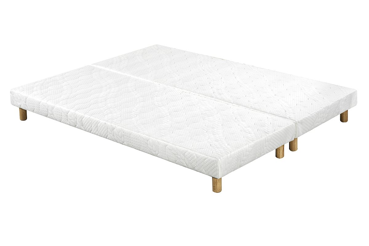 Lit 2 places 160x200 cm avec sommiers tapissiers et matelas avec accueil mousse mémoire de forme BENJI
