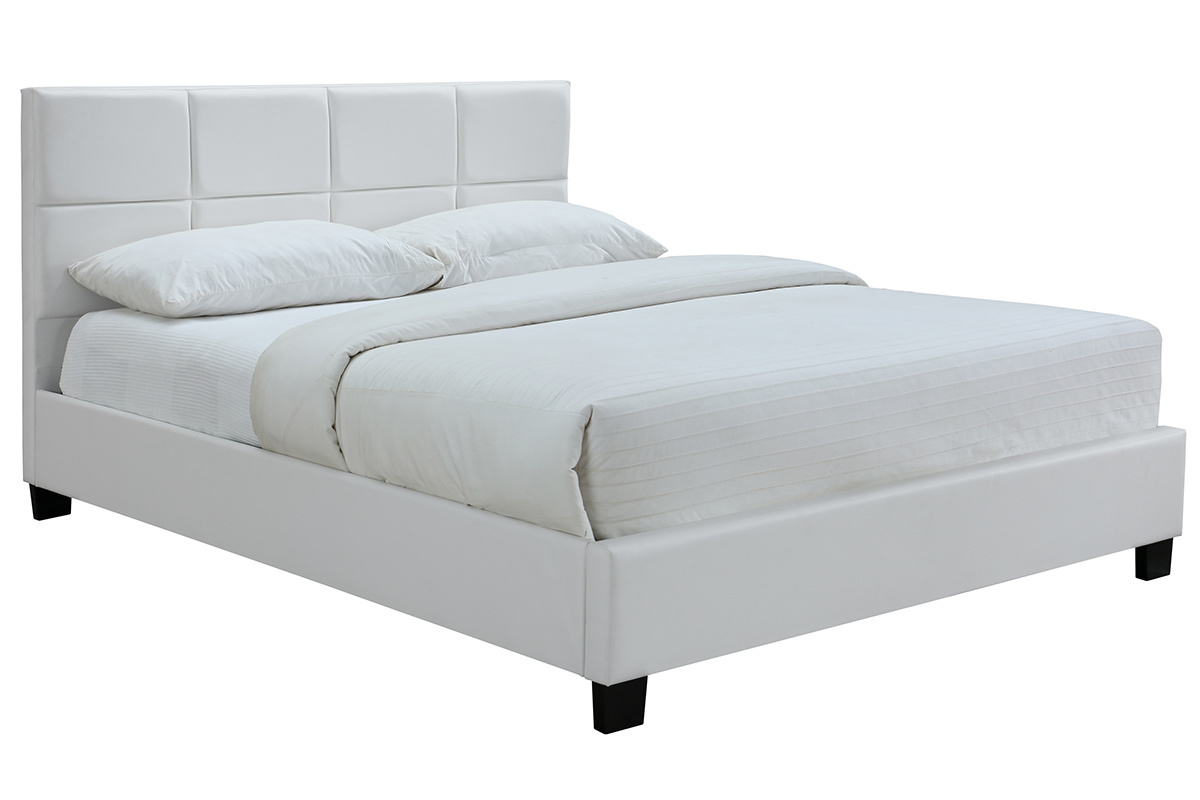 Lit 2 places 160x200 cm blanc SOLAL