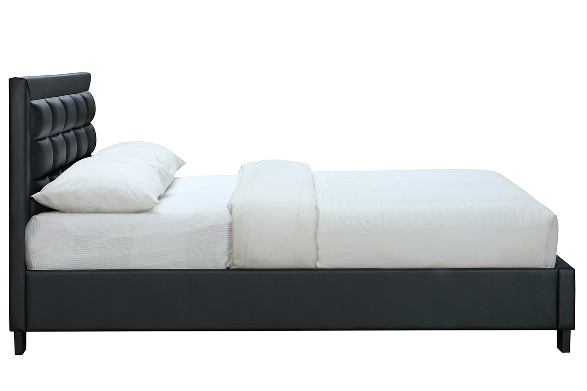Lit 2 places 160x200 noir KINGLEY