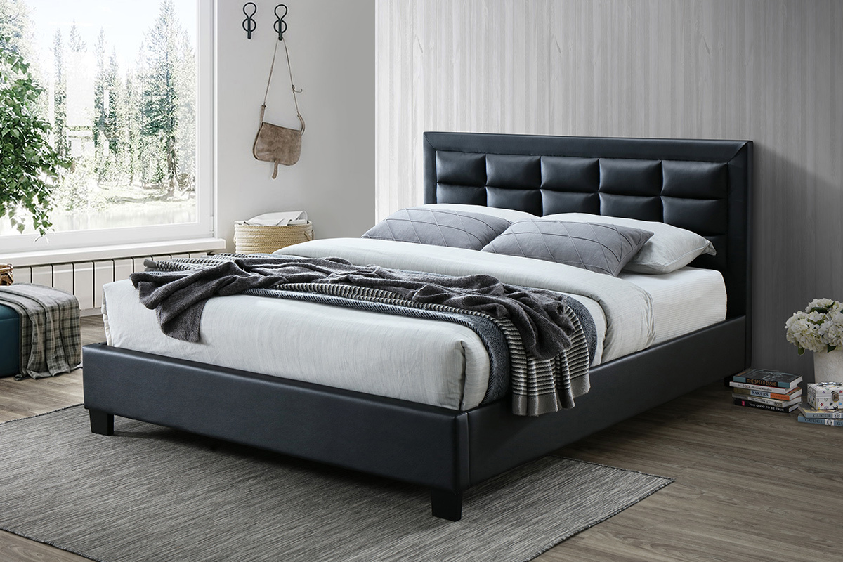 Lit 2 places 160x200 noir KINGLEY