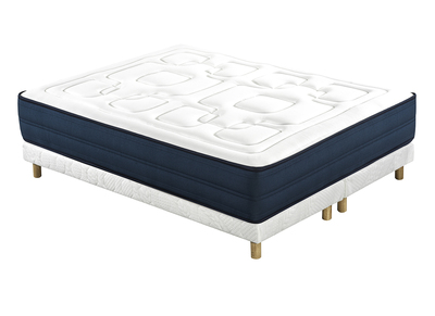 Lit 2 places 180x200 cm avec sommiers tapissiers et matelas avec accueil mousse à mémoire de forme BENJI