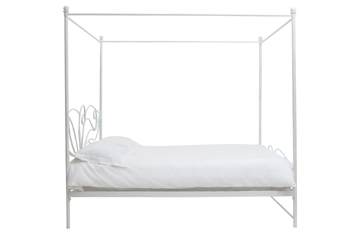 Lit � baldaquin baroque blanc 160x200 VENEZIA