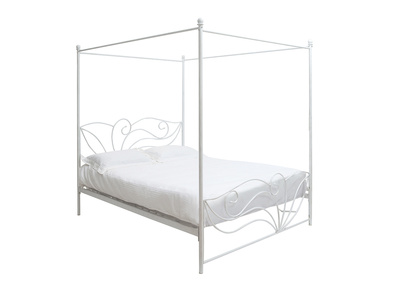 Lit &agrave; baldaquin baroque blanc 2 personnes VENEZIA
