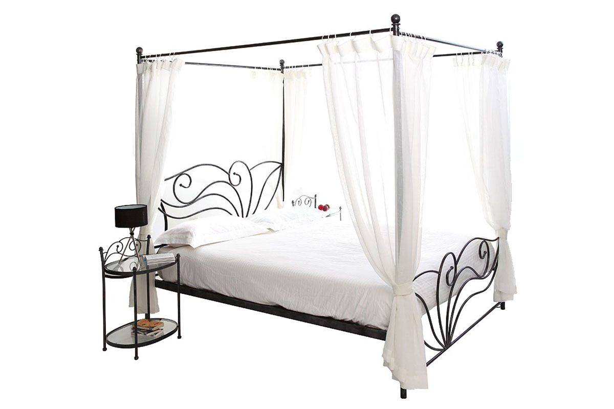 Lit  baldaquin baroque noir 160x200 VENEZIA