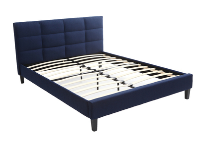 Lit adulte 140x200 cm bleu fonc&eacute; EMERY