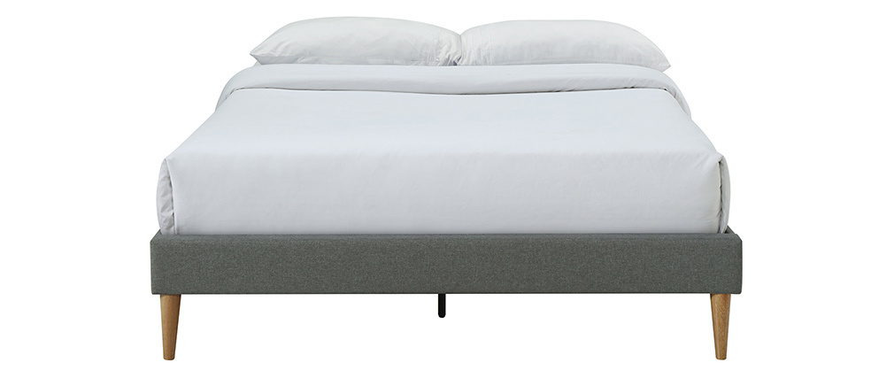 Lit adulte 160 x 200 cm avec sommier en tissu gris AYO